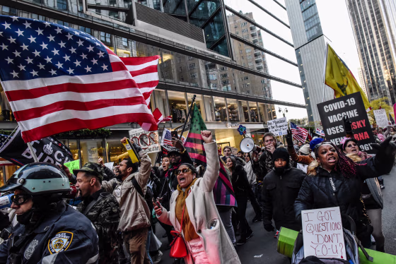 Protesters Gather In New York City To Rally Against Vaccine Mandates