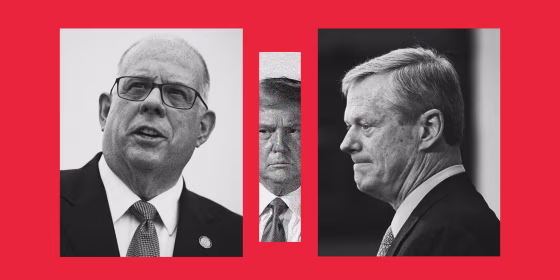 Image: Governors Larry Hogan of Maryland, left, and Charlie Baker of Massachusetts are a dwindling breed: Moderate Republican governors who were a contrast to Trump and willing to criticize him.