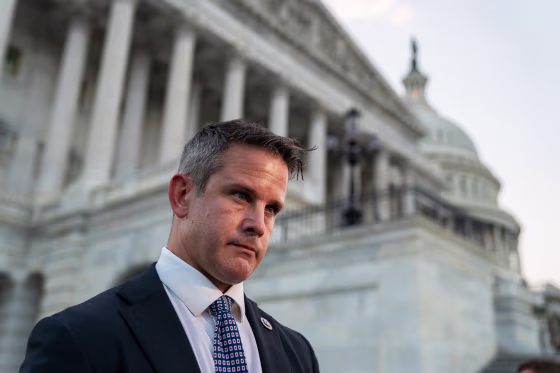 Rep. Adam Kinzinger, R-Ill., speaks outside the Capitol on Aug. 23, 2021.