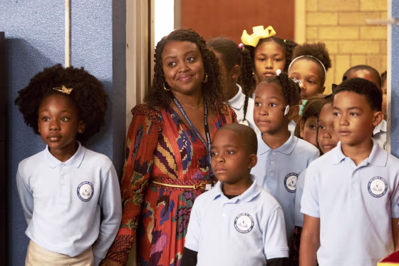 Quinta Brunson stars as elementary school teacher Janine Teagues in ABC's \"Abbott Elementary,\" a show she created.