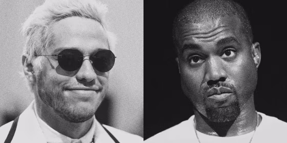 Photo illustration of Pete Davidson and Kanye West.
