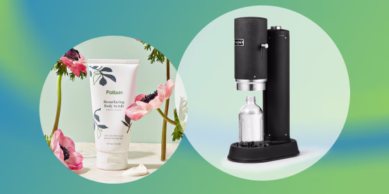 New releases include a body scrub from Follain and the latest way to make carbonated water from Aarke.