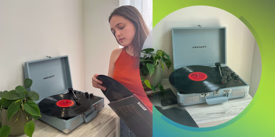 Writer with her Record Player