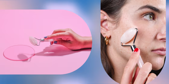 Woman using a Face Roller