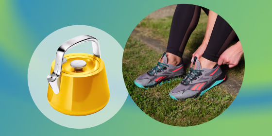 New releases include a Caraway Tea Kettle and new shoes from Reebok.