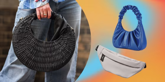 Everlane's The ReNew Transit Bag , Black bag and a blue scoop bag
