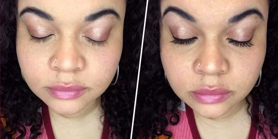 Before and after of the Essence Lash Princess False Lash Effect Mascara