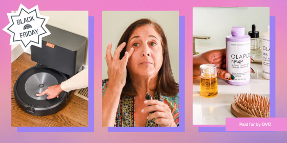 Roomba, woman putting on lotion and Olaplex