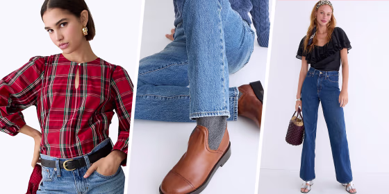 Three Woman wearing a J.Crew top, jeans and shoes