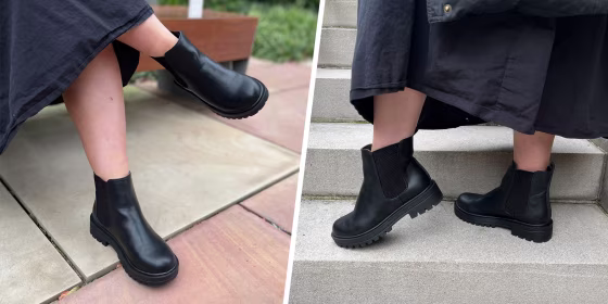 Split image of Lug Chelsea boots