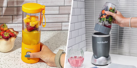 Split image of two types of blenders