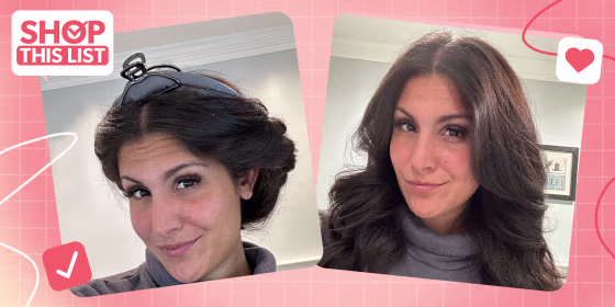 Before and after using the Kitsch curl heatless rollers