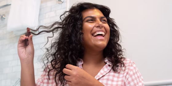 Woman with curly hair
