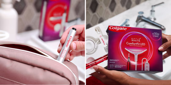 Split image of two new Colgate products