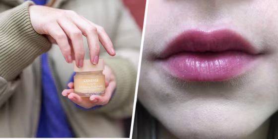 Split image of the laneige lip mask