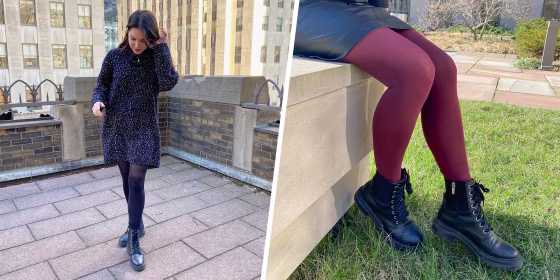 Woman with two different tights