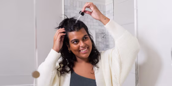 Hair oil going on a scalp