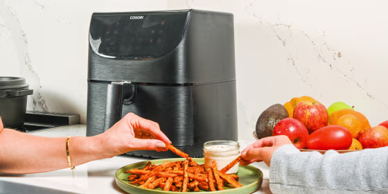 Air fryers typically come in two styles: Smaller pod-shaped models and larger convection-oven style models