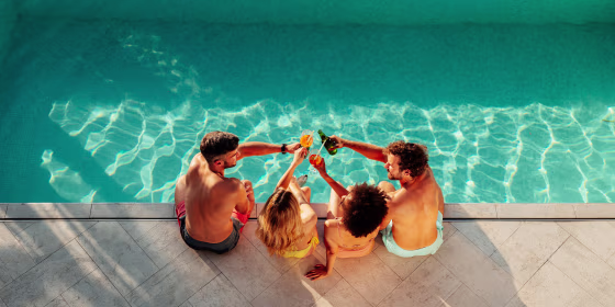Solar pool covers heat the water and prevent evaporation, keeping the water warm and chemically balanced.
