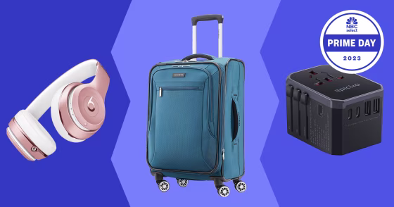 Adapter, headphones and luggage