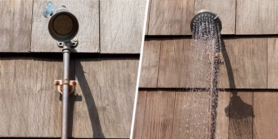 Split image of two different shower heads