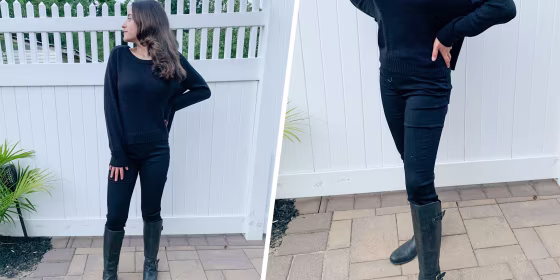 Levi black jeans outside