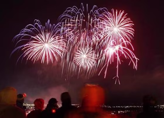 Fireworks explode during New Year's day celebrations in Quebec City