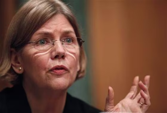 Congressional Oversight Panel Chair Elizabeth Warren asks questions during a hearing in Washington