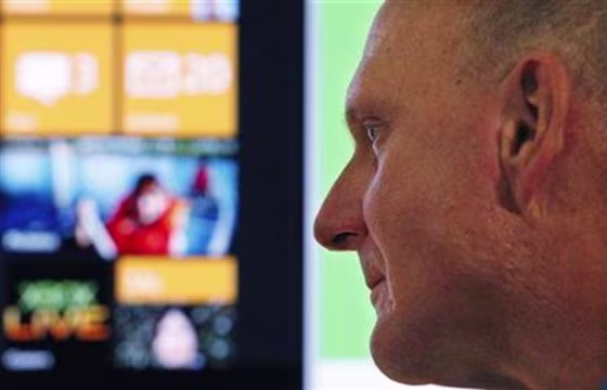 Microsoft CEO Steve Ballmer is seen after the Windows Phone 7 launch in New York