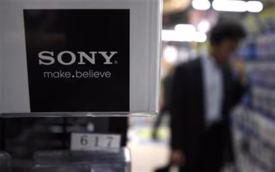 Man looks at Sony Corp's products at an electronics store in Tokyo