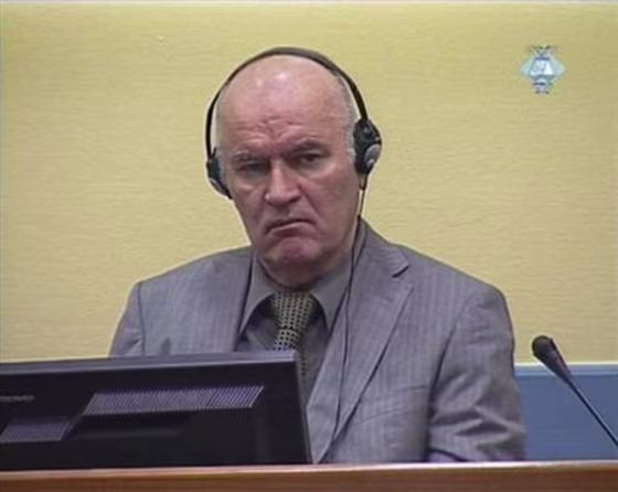 Frame grab of former Bosnian Serb military commander Mladic appearing in court in the Hague