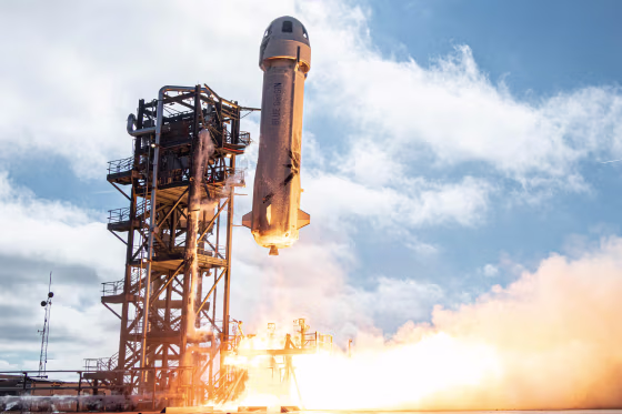 New Shepard lifts off on its 12th mission on Dec. 11, 2019.