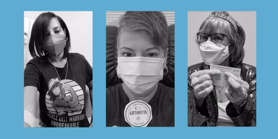 From left, Jemela Williams, who has sickle cell disease; Teresa M. Stallone, who has psoriatic arthritis; and Terez Giuliana, who has common variable immune deficiency. All three are grateful to be vaccinated, but feel their vaccination status does not grant them the same freedoms as people without underlying health conditions.