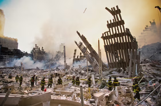 The Rubble of the World Trade Center on September 12, 2001.