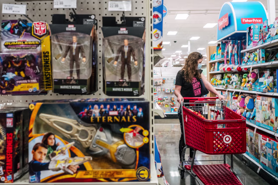 A customer shops for toys at a Target store on Oct. 25, 2021 in Houston, Texas.