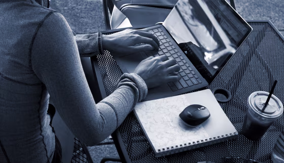 Image: Woman using her laptop computer