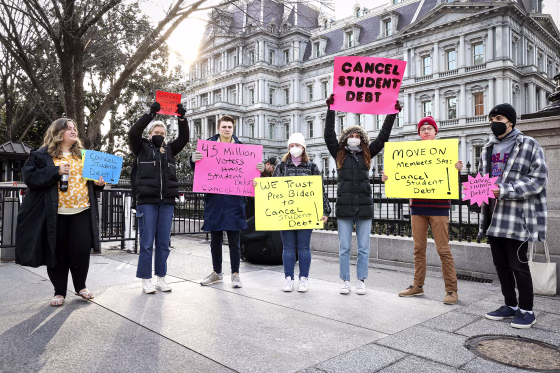 Image: Student Debt Borrowers Demand President Biden Cancels Student Loan Debt While Demonstrating Outside The White House