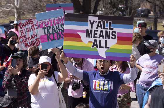 Texas transgender youth, their loved ones and families rally at the State Capitol in Austin decrying Governor Greg Abbott's directive to state health agencies to investigate gender-affirming care to transgender youth as child abuse. This comes after the state legislature restricted transgender schoolchildren in sports activities. Many licensed health care providers have pushed back on the governor's directive.