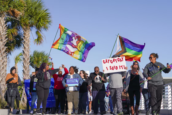 Marchers against the "Don't Say Gay" bill