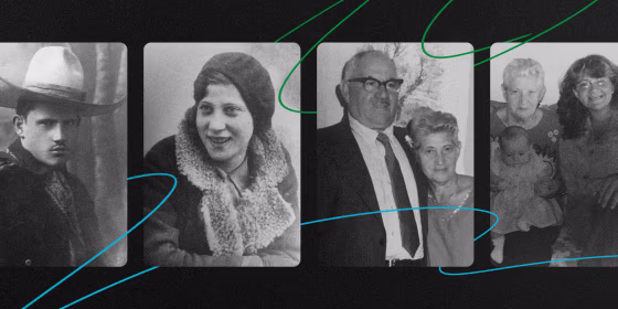 Photo illustration of Liz Prager O'Brien's grandparents.