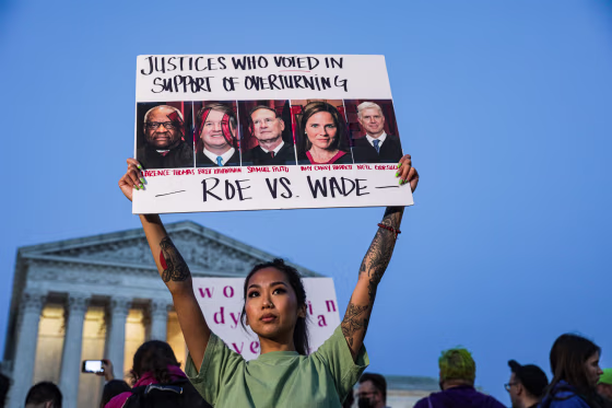Pro-abortion rights supporter Nikki Tran, 34, from Frederick, Md., protests outside the Supreme Court, on May 3, 2022.