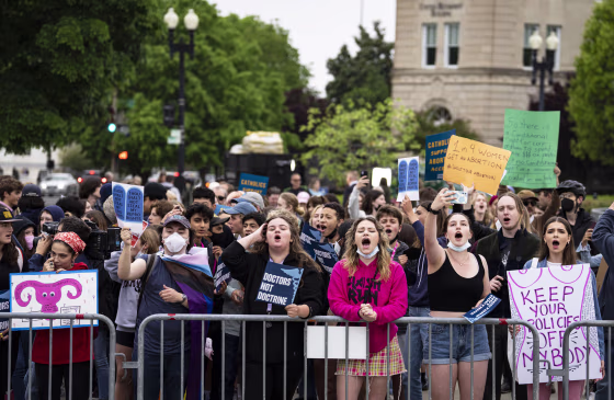 Abortion rights demonstrators protest outside Supreme Court