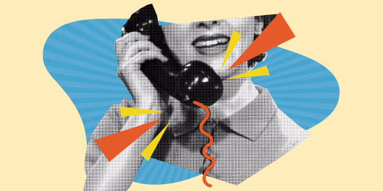 Photo illustration: A cut-out of a woman talking on a telephone.