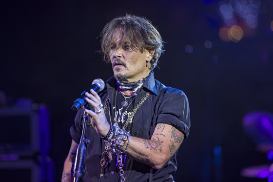 Johnny Depp performs with the Alice Cooper Band in Phoenix in 2019.
