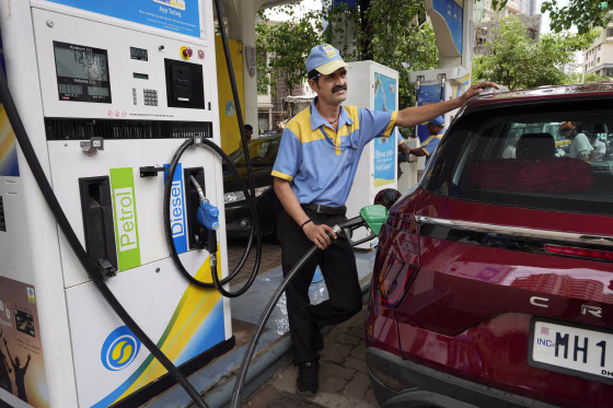 A gas station in Mumbai, India, on Saturday. The country’s imports of Russian oil have sharply increased since the invasion of Ukraine in February.