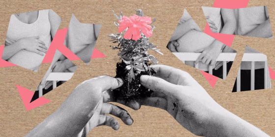 Photo Illustration: A man holding a pink flower