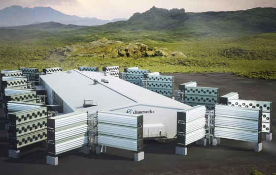 A computer-rendered image of Climeworks' new "Mammoth" direct air capture plant in Iceland.