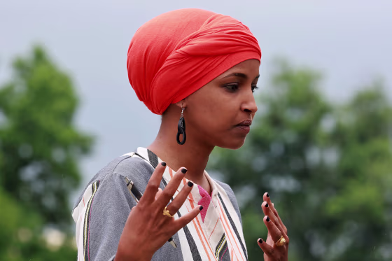 Image: Rep. Ilhan Omar D-Minn., at a press conference outside the Capitol on June 14, 2022.