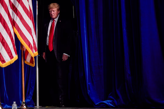 Former President Donald Trump prepares to walk on stage after a panel on policing and security on July 8, 2022, in Las Vegas.