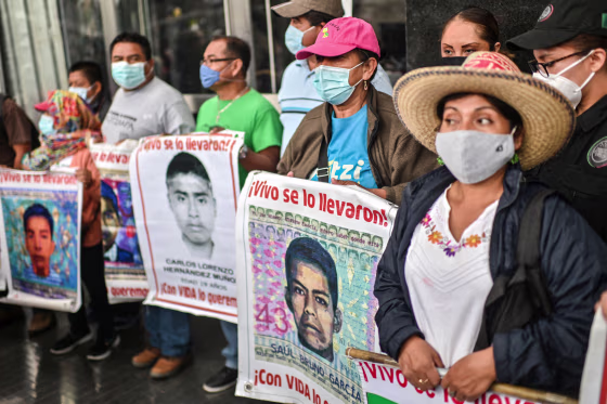 Relatives the missing students of the Ayotzinapa Teacher Training College demonstrate